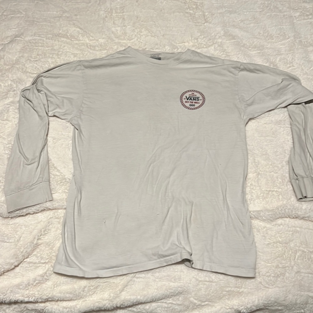 White Long Sleeve Vans Graphic Tee